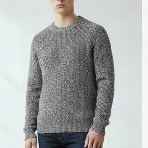 Ted Baker London Size 5 Men's Cable Knit Gray Black Cotton Blend Sweater XL